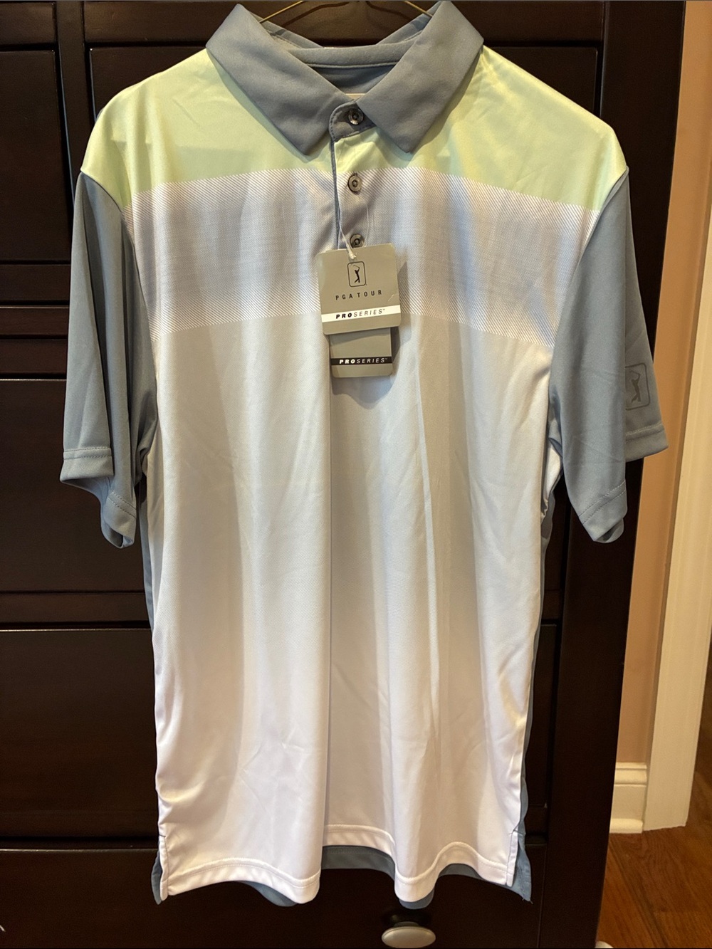PGA Tour White and Light Gray Two-Tone Polo